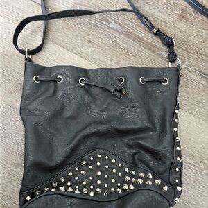 Studded Faux Leather Bucket Bag